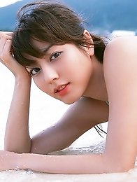 Yumi Sugimoto hot asian babe at the beach in her bikini
