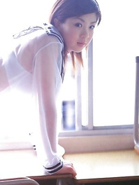Aki Hoshino is so hot in short skirt and see through outfit