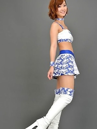 Ichika Nishimura in long boots and short skirt is playful