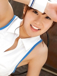 Kana Yuuki shows flexibility while playing with tennis ball